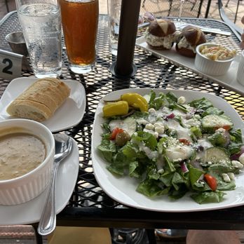 Stone Cliff Winery - Mushroom Brie soup & Mediterranean salad - Wineries Near Me - Dubuque, Iowa Stone Cliff Winery - Mushroom Brie soup & Mediterranean salad - Wineries Near Me - Dubuque, Iowa