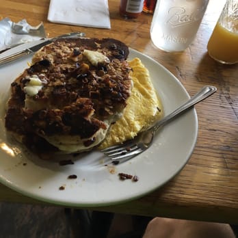 Shoop's - 1/2 Stack Muesli Pancakes and an egg. Delicious OJ and water with a lemon. Simple. Happiness. - Delis Near Me - Santa Monica, California Shoop's - 1/2 Stack Muesli Pancakes and an egg. Delicious OJ and water with a lemon. Simple. Happiness. - Delis Near Me - Santa Monica, California