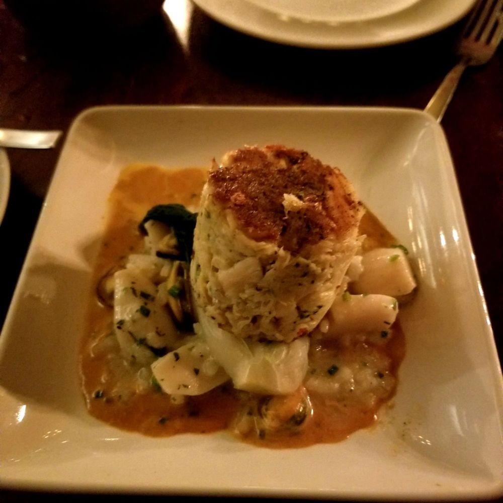 Maize Restaurant - Crab cake with seafood risotto and shellfish sauce - New American Near Me - Perkasie, Pennsylvania Maize Restaurant - Crab cake with seafood risotto and shellfish sauce - New American Near Me - Perkasie, Pennsylvania