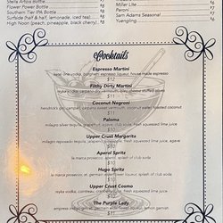 Drink menu