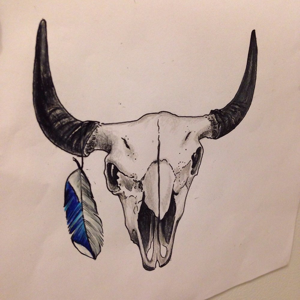 Lovecraft Tattoo - Bison skull tattoo with mallard feather - Tattoo Near Me - Hamden, Connecticut Lovecraft Tattoo - Bison skull tattoo with mallard feather - Tattoo Near Me - Hamden, Connecticut