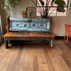 Luckys Coffee Garage - Ford tailgate bench