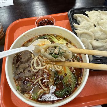 Manna House - Inside of pork/shrimp/chive dumpling + doctored up beef tendon noodle soup - Chinese Near Me - Rancho Cordova, California Manna House - Inside of pork/shrimp/chive dumpling + doctored up beef tendon noodle soup - Chinese Near Me - Rancho Cordova, California