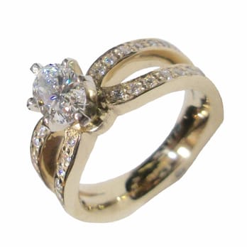 Roemer Originals - Beautiful split shank ring in yellow gold custom designed for the customer - custom engagement ring. By Roemer Originals in St Charles, MO - Jewelry Near Me - Saint Charles, Missouri Roemer Originals - Beautiful split shank ring in yellow gold custom designed for the customer - custom engagement ring. By Roemer Originals in St Charles, MO - Jewelry Near Me - Saint Charles, Missouri
