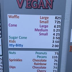Dairy Dayz - Vegan menu