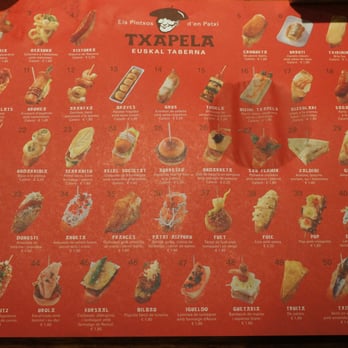 Txapela - picture menu/placemat - Basque Near Me - Barcelona, B Txapela - picture menu/placemat - Basque Near Me - Barcelona, B