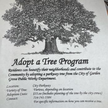 Orange County Public Works - Adopt a tree program allows residence of Garden grove to purchase trees or large shrubs at cost. - Public Services & Government Near Me - Orange, California Orange County Public Works - Adopt a tree program allows residence of Garden grove to purchase trees or large shrubs at cost. - Public Services & Government Near Me - Orange, California
