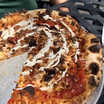 Dodici Pizza & Wine - Don't remember the name but it's, pepperoni, brisket and bacon with a Serrano creme. Delicious - Pizza Near Me - Brownsville, Texas Dodici Pizza & Wine - Don't remember the name but it's, pepperoni, brisket and bacon with a Serrano creme. Delicious - Pizza Near Me - Brownsville, Texas