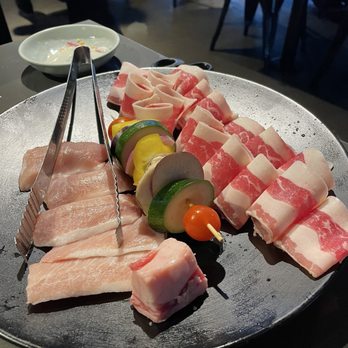 Quarters Korean BBQ - Left: Pork Jowl Right: Beef Belly - Korean Near Me - Los Angeles, California