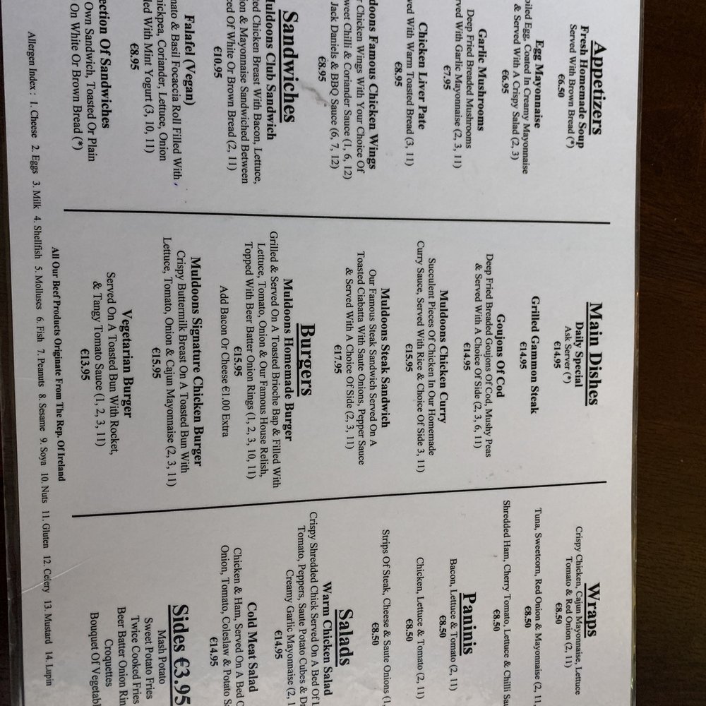 Brian Muldoon & Sons - The menu - Pubs Near Me - Ardee, LH Brian Muldoon & Sons - The menu - Pubs Near Me - Ardee, LH
