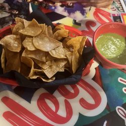 Mezcal - Complimentary Chips and Salsa Verde (Surprisingly Spicy)