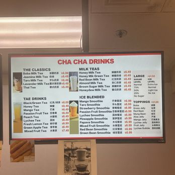 ChaCha Tea Spot - Drink Menu - Bubble Tea Near Me - San Diego, California