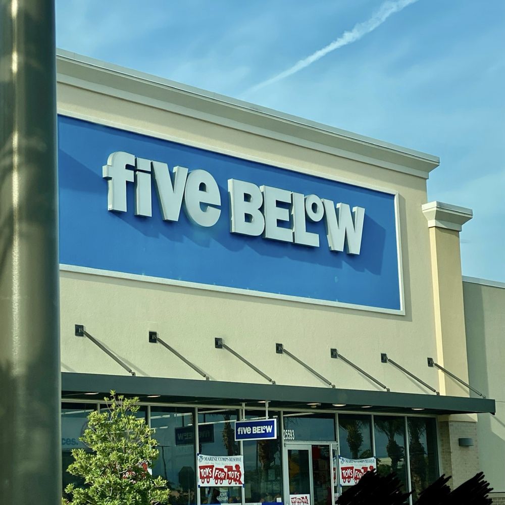 Five Below - Front of 5 Below store near Prime Outlets. *Shoppers out front have been removed for confidentiality and safety purposes.* - Discount Store Near Me - Lutz, Florida