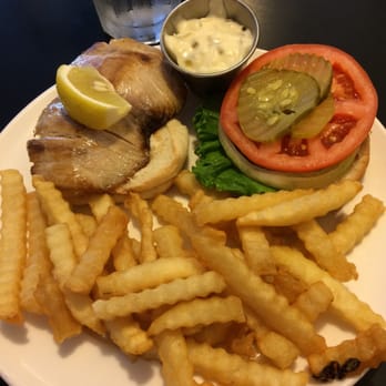 Black Rock Cafe - Mahi mahi grilled fish sandwich with fries. Super good! - Cafes Near Me - Pahoa, Hawaii
