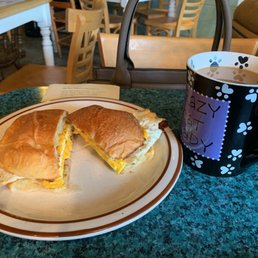 Quaint atmosphere! Fall-in-a-cup Latte with Almond Milk Breakfast Sandwich with Bacon Quaint atmosphere! Fall-in-a-cup Latte with Almond Milk Breakfast Sandwich with Bacon