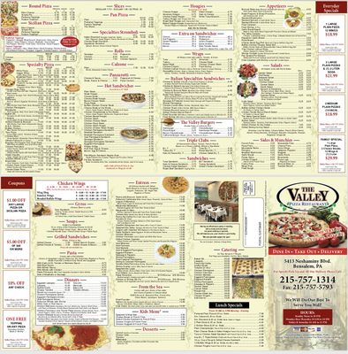 Menu photo 2 The Valley Pizza Restaurant Bensalem, PA Menu photo 2 The Valley Pizza Restaurant Bensalem, PA