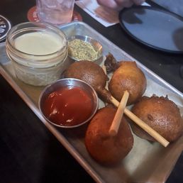 Bratwurst corn dogs Bratwurst corn dogs