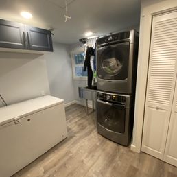 a washer and dryer in a laundry room