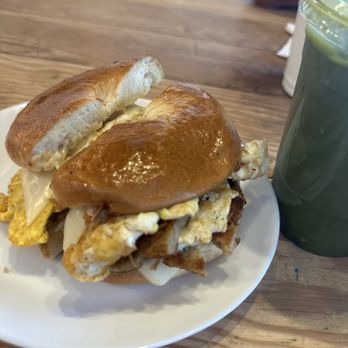 Cafe Aficionado - Breakfast bagel 3/5 would've elevated the taste if they had a chipotle sauce. - Coffee & Tea Near Me - Los Angeles, California
