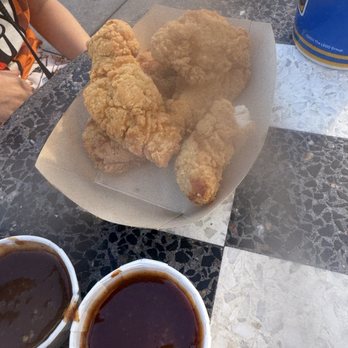 Knights' Smokehouse BBQ - Side of chicken strips..already partially eaten..so good! - Barbeque Near Me - Carlsbad, California Knights' Smokehouse BBQ - Side of chicken strips..already partially eaten..so good! - Barbeque Near Me - Carlsbad, California
