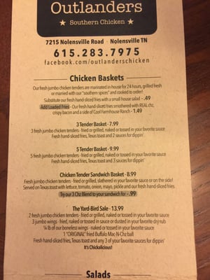 Menu photo 6 Outlanders Southern Chicken Nolensville, TN