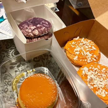 Purple Dough - Thai Tea Leche Flan (mini), ube crinkle cookie, Thai Tea Baked Cake Donut - Desserts Near Me - Woodside, New York Purple Dough - Thai Tea Leche Flan (mini), ube crinkle cookie, Thai Tea Baked Cake Donut - Desserts Near Me - Woodside, New York