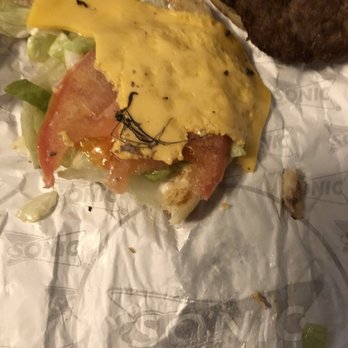 Sonic Drive-In - Found this in one of their burgers, never eating sonic again. - Burgers Near Me - Hayward, California Sonic Drive-In - Found this in one of their burgers, never eating sonic again. - Burgers Near Me - Hayward, California