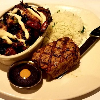 Bonefish Grill - Grilled Ahi Tuna with Brussel sprouts w/ham and Jasmine Rice - Seafood Near Me - Charlotte, North Carolina Bonefish Grill - Grilled Ahi Tuna with Brussel sprouts w/ham and Jasmine Rice - Seafood Near Me - Charlotte, North Carolina