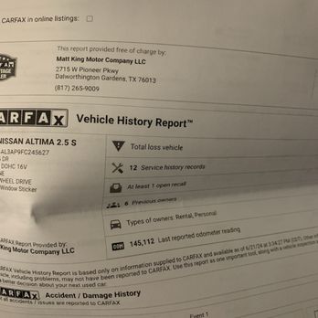 Mr Bill Motor Co - Carfax was switched and sealed in an envelope - Used Car Dealers Near Me - Arlington, Texas