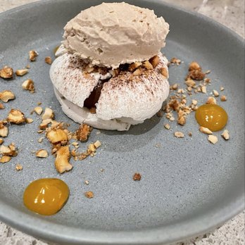 Primo - Dessert - Some chocolate mousse thing with a hard shell and cashew gelato - Italian Near Me - Orlando, Florida Primo - Dessert - Some chocolate mousse thing with a hard shell and cashew gelato - Italian Near Me - Orlando, Florida