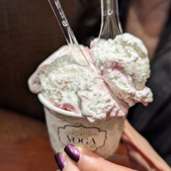 Voga Italian Gelato - 1 scoop. $4.85 before tax and tip. Cherry gelato. Best texture in Atlanta.
