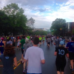The Tar Heel 10 Miler & 4 Mile Run - Running down Franklin Street.