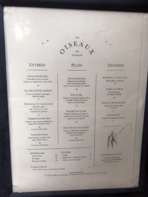Menu photo 3 Les Oiseaux de Passage Montreal, QC Menu photo 3 Les Oiseaux de Passage Montreal, QC