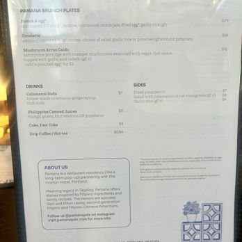 Pamana - Menu - Breakfast & Brunch Near Me - Portland, Oregon Pamana - Menu - Breakfast & Brunch Near Me - Portland, Oregon