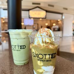 Shotted Specialty Coffee - Pistachio soft serve & natcha latte
