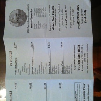 A&C Fish & Chippery the Original - Menu 1/2 as of May 2013 - Seafood Markets Near Me - Camberwell, VIC A&C Fish & Chippery the Original - Menu 1/2 as of May 2013 - Seafood Markets Near Me - Camberwell, VIC