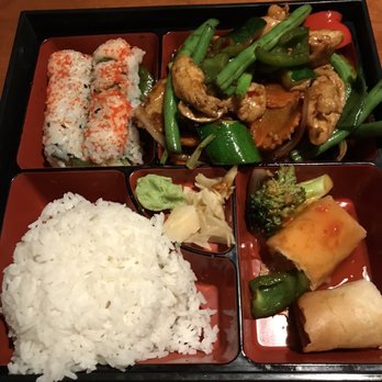 Mira Sushi - Queens - Chicken with spicy Thai basil sauce bento box - Sushi Bars Near Me - Flushing, New York Mira Sushi - Queens - Chicken with spicy Thai basil sauce bento box - Sushi Bars Near Me - Flushing, New York