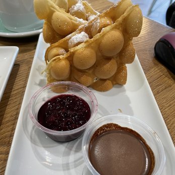Awake Coffeehouse - waffles and chocolate sauce - Coffee & Tea Near Me - Edmonton, Alberta Awake Coffeehouse - waffles and chocolate sauce - Coffee & Tea Near Me - Edmonton, Alberta