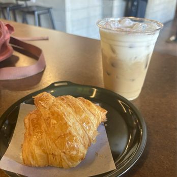 And Destroy Coffee & Gaming - Croissant and iced Vanilla Latte (seasonal drink) - Coffee & Tea Near Me - Los Angeles, California And Destroy Coffee & Gaming - Croissant and iced Vanilla Latte (seasonal drink) - Coffee & Tea Near Me - Los Angeles, California