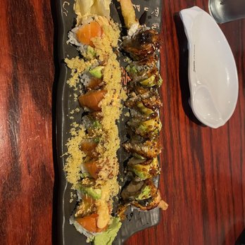 Sushi Arashi - Dragon Roll + Mango Crunch Roll - Sushi Bars Near Me - Mountain View, California Sushi Arashi - Dragon Roll + Mango Crunch Roll - Sushi Bars Near Me - Mountain View, California
