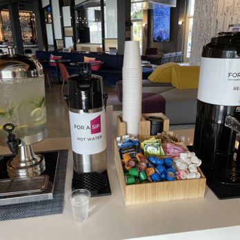 Aloft Dublin-Pleasanton - Complimentary infused water and coffee and tea in lobby - Hotels Near Me - Dublin, California