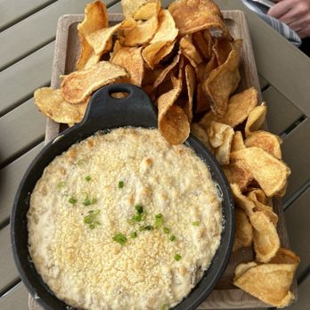 Block 3 Kitchen & Bar - Caramelized onion dip and chips - Steakhouses Near Me - Big Sky, Montana