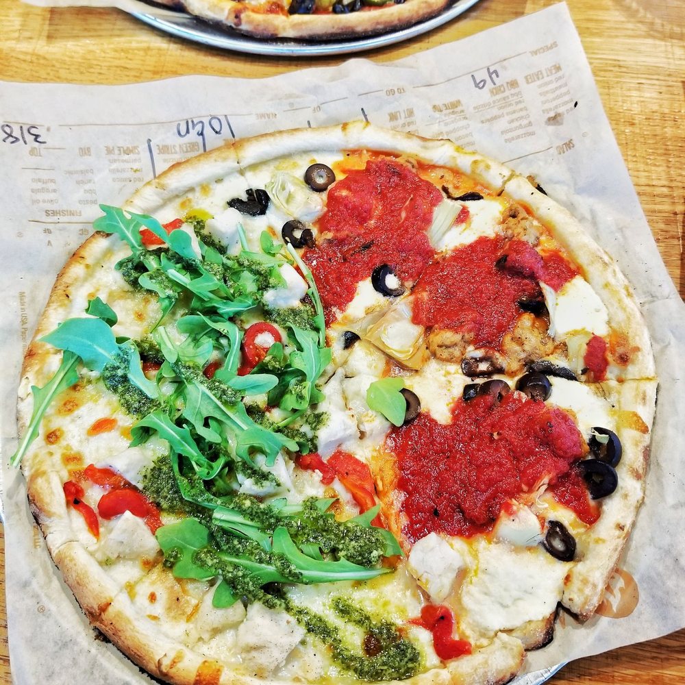 Blaze Pizza - Half green stripe and half art lover - Salad Near Me - Jacksonville, Florida