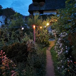 Weinhotel Schneider - Romantischer Weingarten von unten nach oben zum Hoteleingang