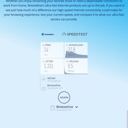 Breezeline - Speed test results