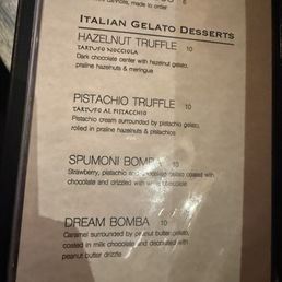 Dessert menu Dessert menu