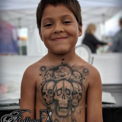 Fathom FX Face & Body Art - All the tough-guy looks with none of the pain! Airbrush tattoos last 3-7 days!