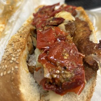 Di'nics Roast Pork & Beef - Chicken Cutlet loaded. Sweet roasted red peppers. Sharp Provalone - Sandwiches Near Me - Mount Ephraim, New Jersey Di'nics Roast Pork & Beef - Chicken Cutlet loaded. Sweet roasted red peppers. Sharp Provalone - Sandwiches Near Me - Mount Ephraim, New Jersey