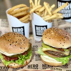 Hero Certified Burgers - McCowan & Hwy 7 - Spicy Jalapeño Crispy Chicken Combo & Action Hero Burger Combo