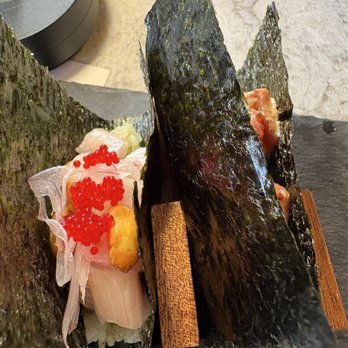 Kaiyō Handroll Bar - Hamachi (left) & spicy ahi (right) - Sushi Bars Near Me - San Francisco, California Kaiyō Handroll Bar - Hamachi (left) & spicy ahi (right) - Sushi Bars Near Me - San Francisco, California